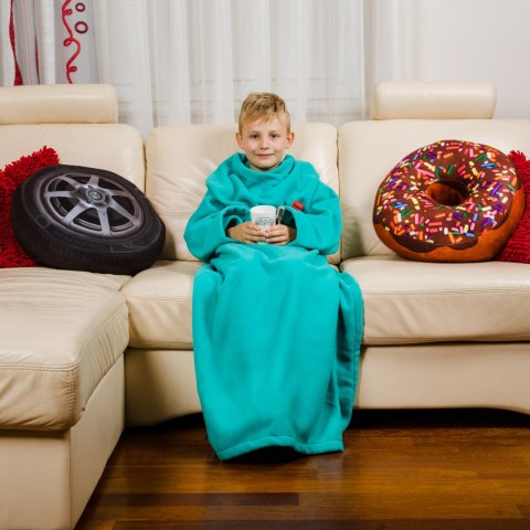 Kocyk Szlafrok Junior Miętowy dla dzieci RĘKAWY Kocyk Szlafrok Junior Miętowy dla dzieci RĘKAWY